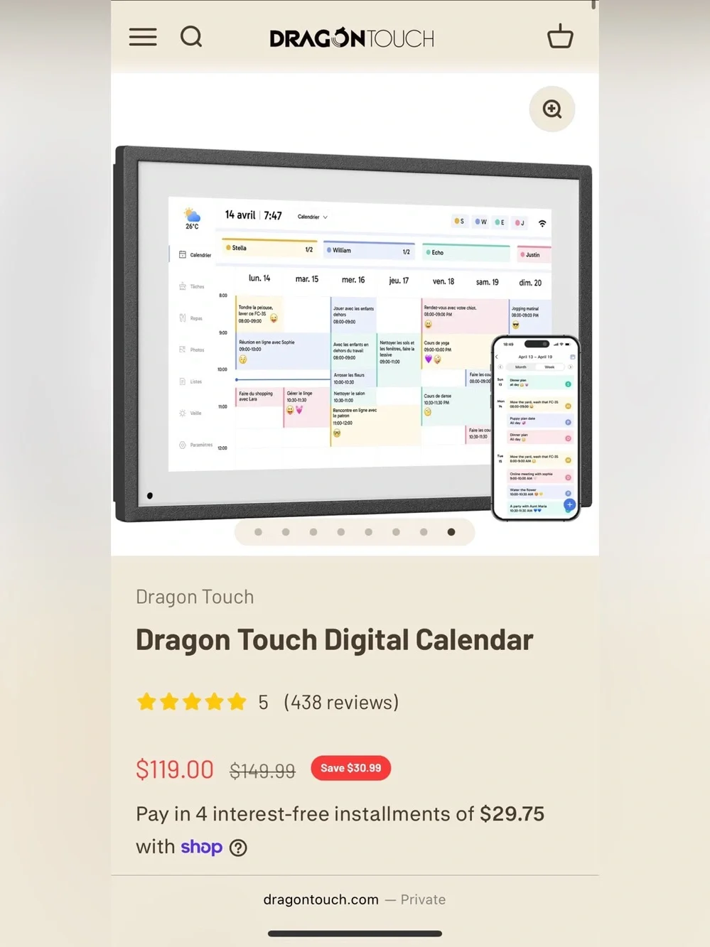 NEW Dragon Touch Digital Calendar Photo Frame (Black) - Model TM10 (10.1 inch)